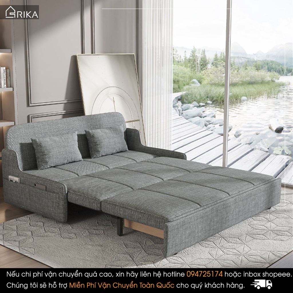 Sofa giường thông minh đa năng , ghế sofa giường nằm thông minh RIKA SB03BC có hộc ngăn kéo để đồ