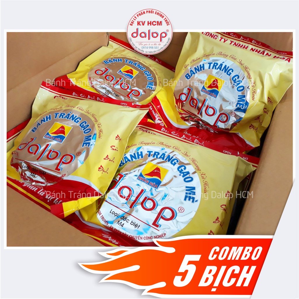 COMBO 5 bịch  bánh tráng gạo mè nướng sẵn Dalop - Bánh mới mỗi ngày - Chính gốc Cty TNHH Nhân Hòa - Bình Định
