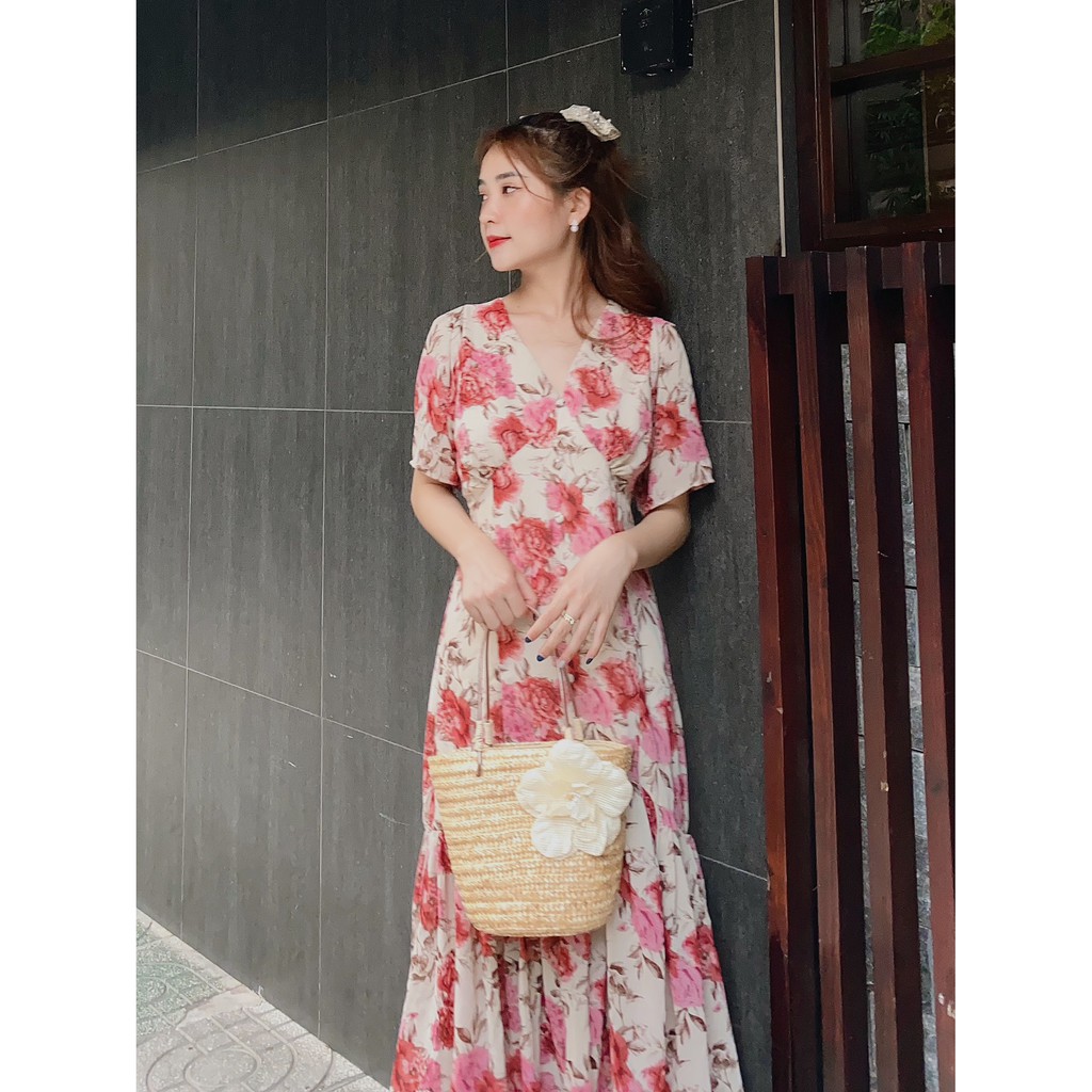 Đầm hoa đuôi cá nút bọc | BigBuy360 - bigbuy360.vn