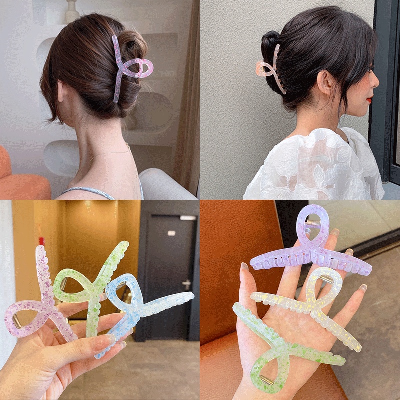Kẹp tóc nhựa acrylic màu gradient thời trang Hàn Quốc
