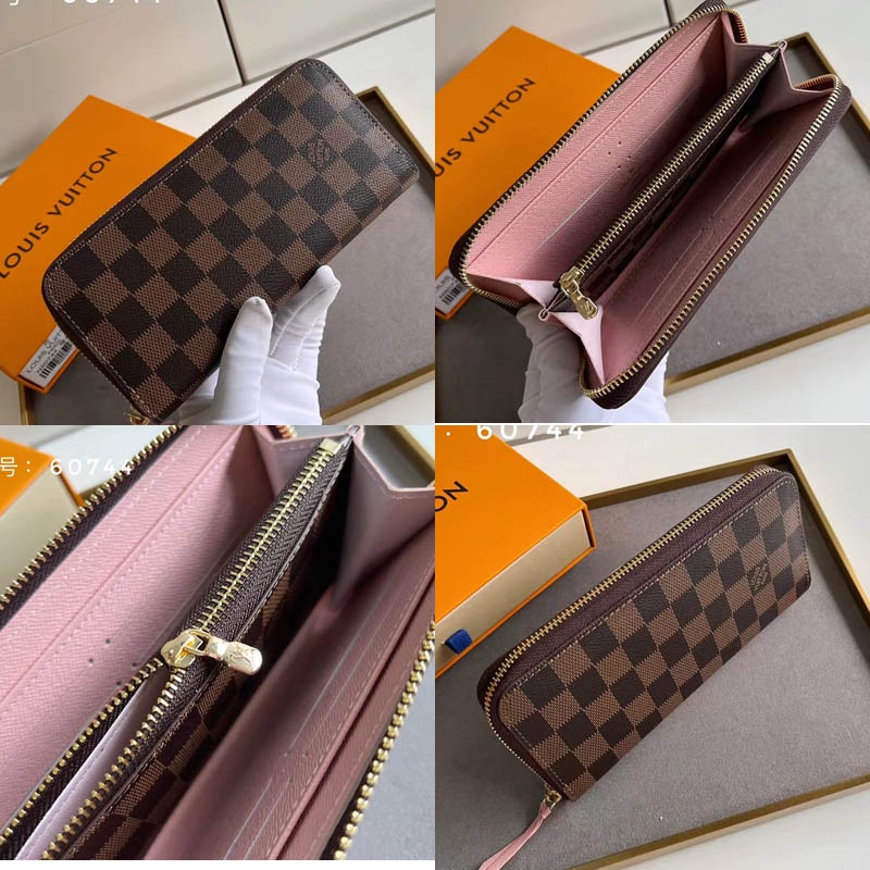 Sẵn sàng giao hàng 100% nguyên bản chính hãng Louis Vuitton LV nữ dây kéo mới Ví Clemence có hộp 60744