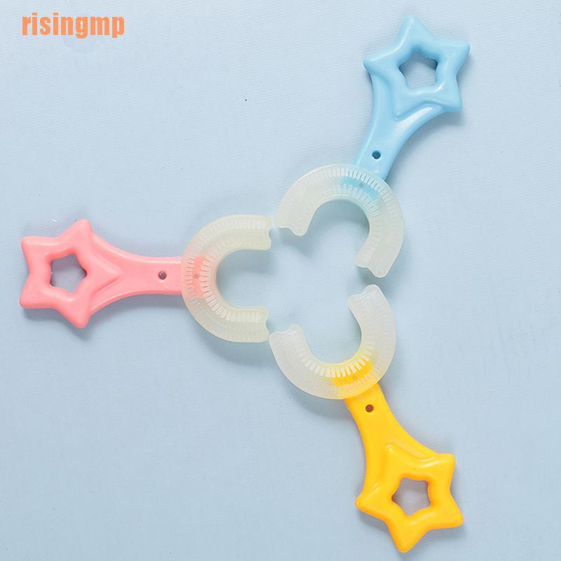 [Hàng mới về] Bàn chải đánh răng hình chữ U xoay 360 độ dễ thương nhiều màu tùy chọn cho bé 2-12 tuổi