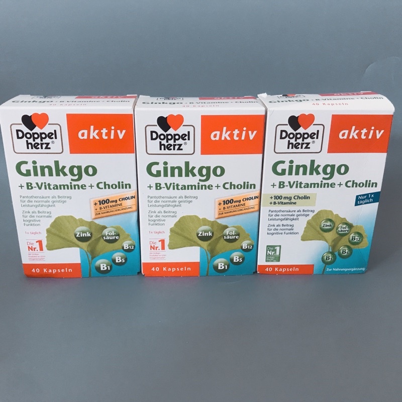 Bổ não Ginkgo Đức Doppelherz aktiv - Viên uống bổ não , cải thiện trí nhớ , lưu thông tuần hoàn máu não - Hộp 40 Viên