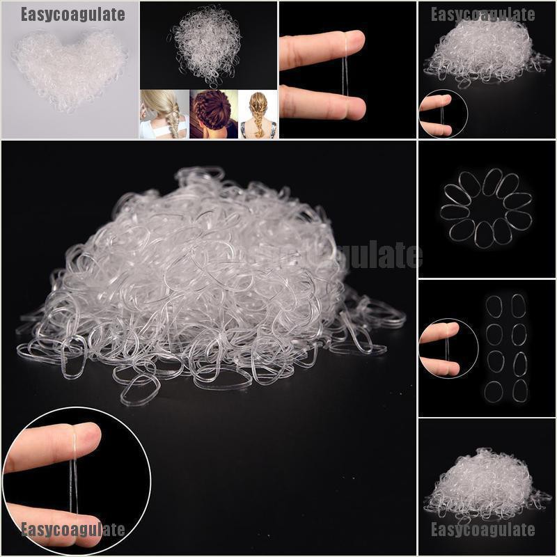 Set 1000 Dây Thun Cột Tóc Trong Suốt Co Giãn Cho Nữ