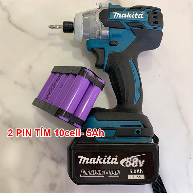 [Tặng 5 đầu khẩu] Máy siết bulong Makita 118V  Không chổi than- Siêu khỏe - 3 Tốc độ -Có bàn sạc nhanh