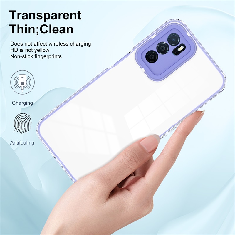 Ốp Điện Thoại PC Viền TPU Dẻo Trong Suốt Màu Macaron 3 Trong 1 Cho OPPO A16 A16S A15 A15S A12 A5S A3S A12E A9 A5 2020 A54 A74 A94 A95 A76 A96