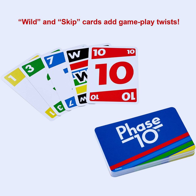 Phase 10 Card Game with 108 Cards, Makes a Great Gift for Kids, Family or Adult Game Night, Ages 7 Years and Older