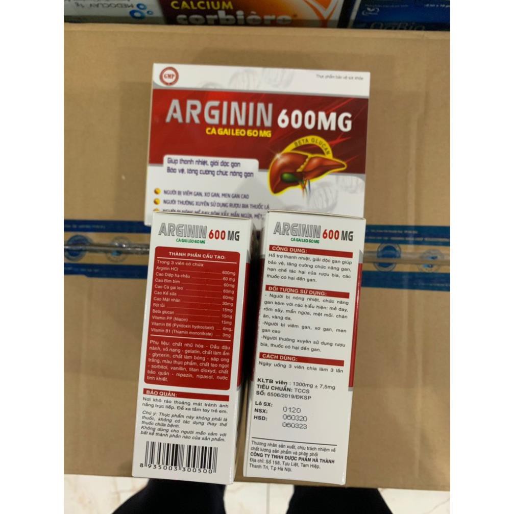 Viên uống bổ gan, mát gan Arginin 600 Tăng cường chức năng gan hiệu quả, mát gan lợi mật hộp 60 viên