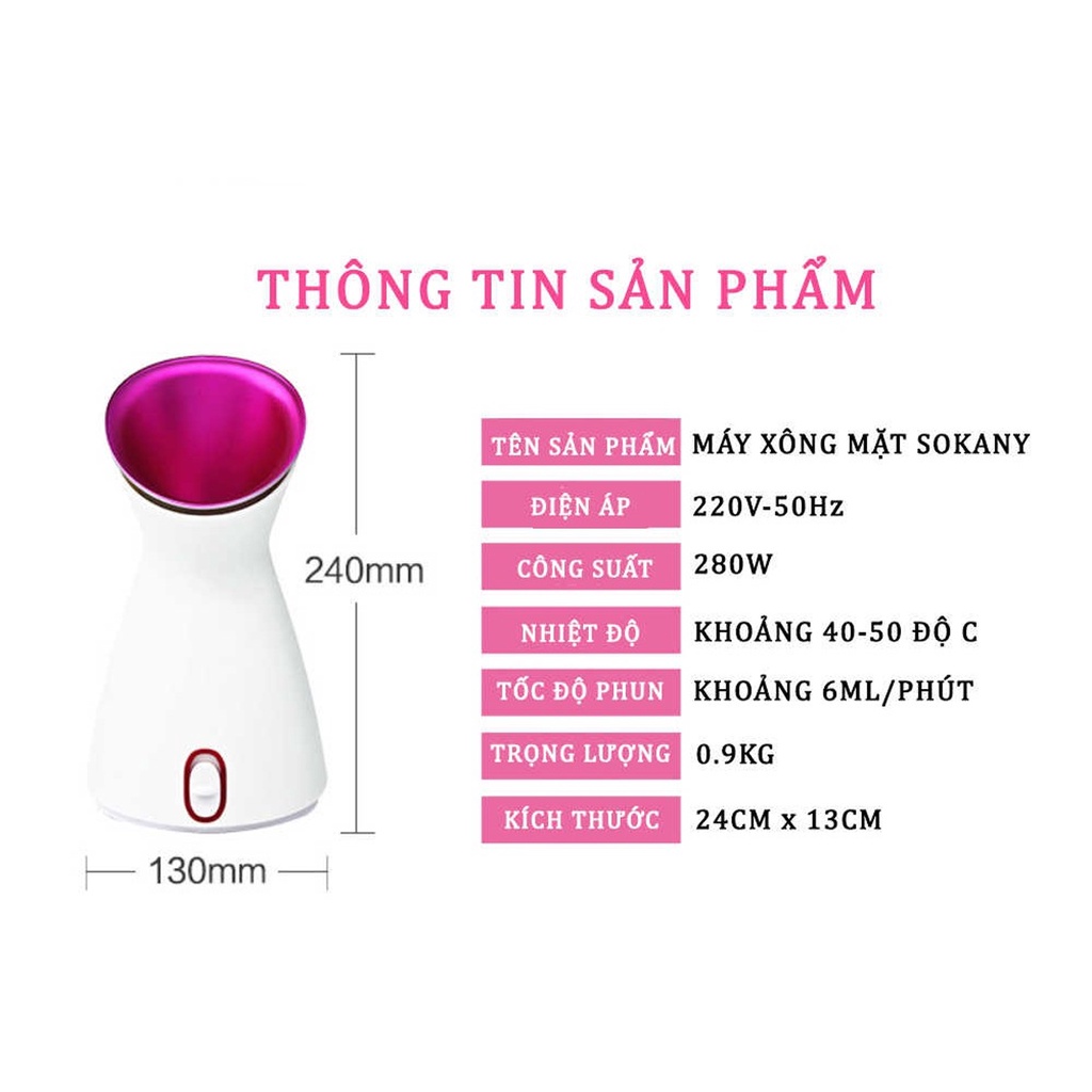 Máy Xông Hơi Mặt , Thiết Kế Nhỏ Gọn, Dễ Sử Dụng, Thân Máy Bằng Nhựa ABS Cao Cấp, Khay Đựng Nước Dung Tích 55ml