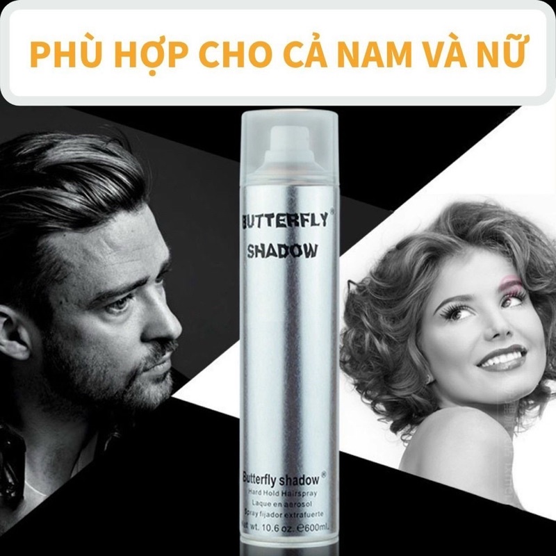 Gôm Xịt Tóc Butterfly Shadow 150ml 320ml 600ml Tạo Kiểu Giữ Nếp Mềm Mượt Tóc, Gôm bạc giữ nếp tạo kiểu Nam Nữ