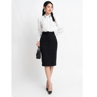 Chân váy midi công sở 20AGAIN, hàng thiết kế cạp cao tôn dáng JBW0655