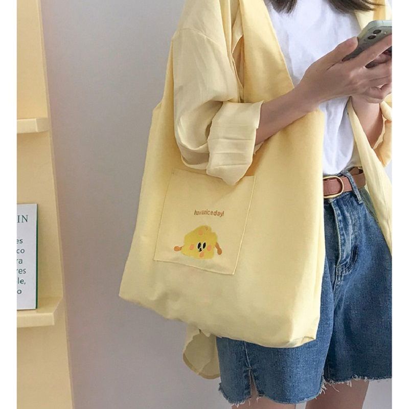 Túi Đeo Vai Vải Canvas Kiểu Retro Nhật Bản Dễ Thương