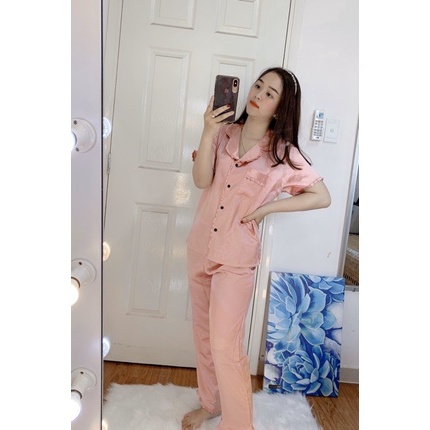 Đồ ngủ Pijama Phi viền Bèo Tay ngắn quần dài- form 45-60kg