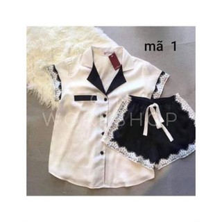 Đồ bộ pijama phi lụa phối ren siêu xinh - hàng chất lượng, ảnh thật  ྇ ྇ ༴  ྇