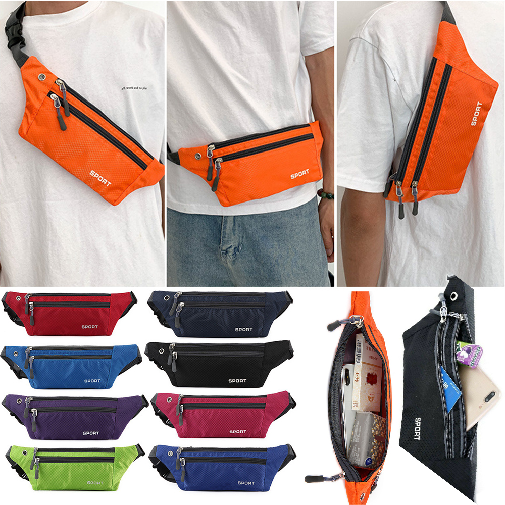 QQMALL Unisex Chest Handbag Nylon Mobile Phone Bag Running Belt Pack Travel Waterproof Lightweight with Adjustable Belt Outdoor Sport Waist Bag/Multicolor