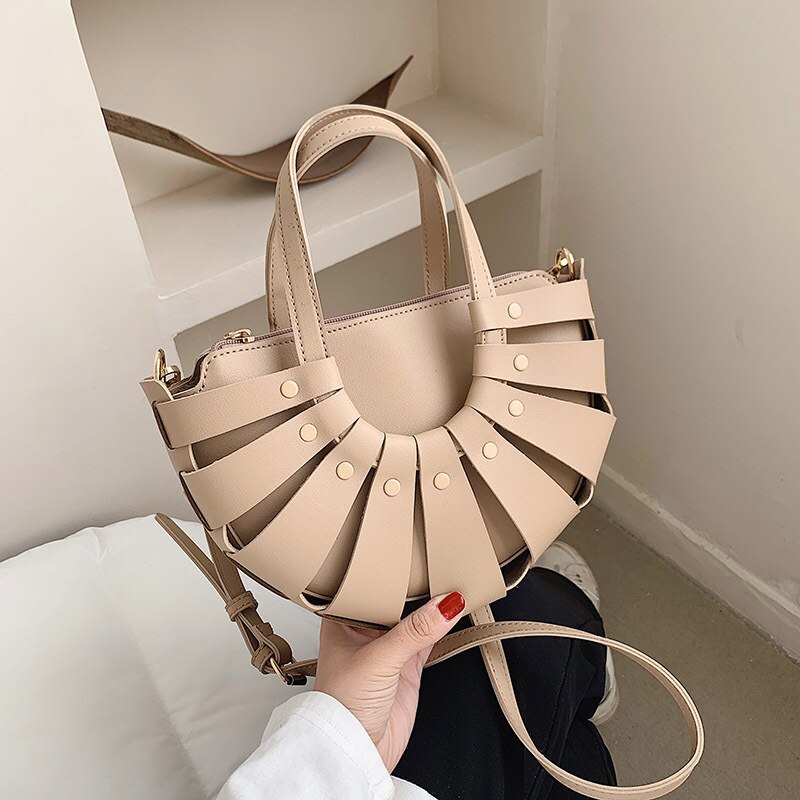 JASMIN NOIR Half Moon Shape Woven Handbag Bag Women's Sling Bag 2021 New Trend Fashion Shoulder Bag Ins Retro Ladies Tote Bag