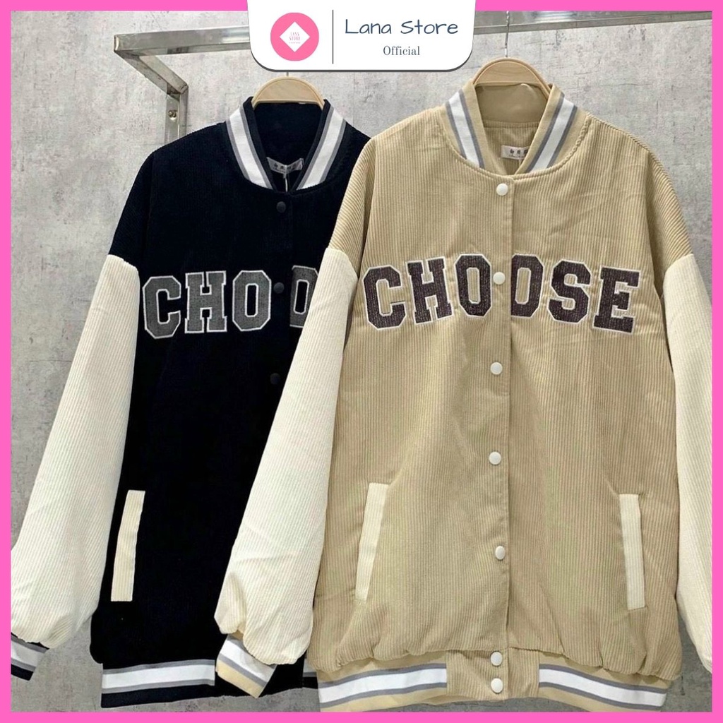 [Ảnh Thật] Áo Khoác Bomber Nhung Choose Tăm 2 lớp  Áo Khoác CHOOSE 2 Lớp Nhung Tăm Unisex Nam Nữ Couple