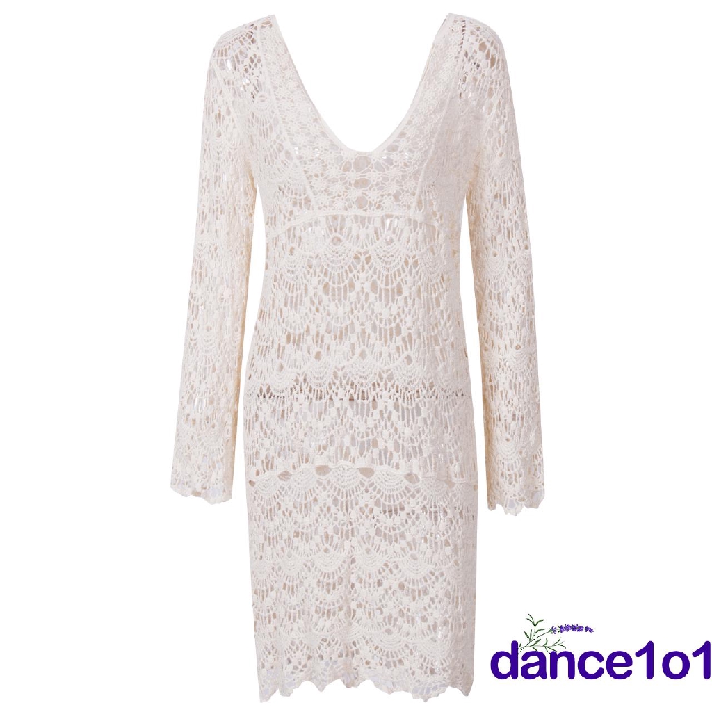 ☛☏❤Fashion Women Lace Crochet Bikini Cover Up Swimwear Summer Beach Dress Pool Bathing Sea