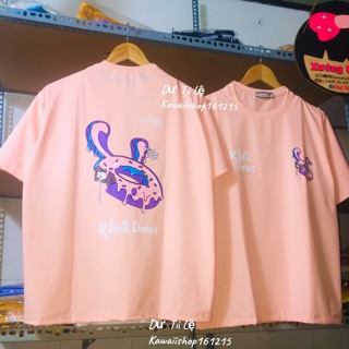 Áo thun rabbit donut (SỈ 29K)ảnh thật có clip cotton tay lỡ ( có màu tím )
