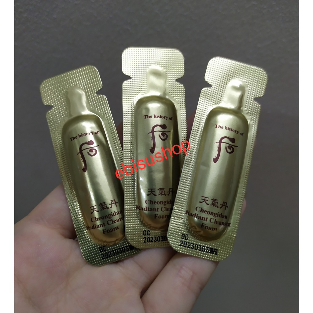 10 gói SỮA RỬA MẶT TÁI SINH WHOO CAO CẤP_Whoo Radiant Cleansing Foam 1ml