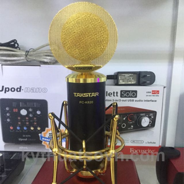 Combo thu âm livestream mic PC K820 + Sound Card Icon Upod + Đầy đủ phụ kiện