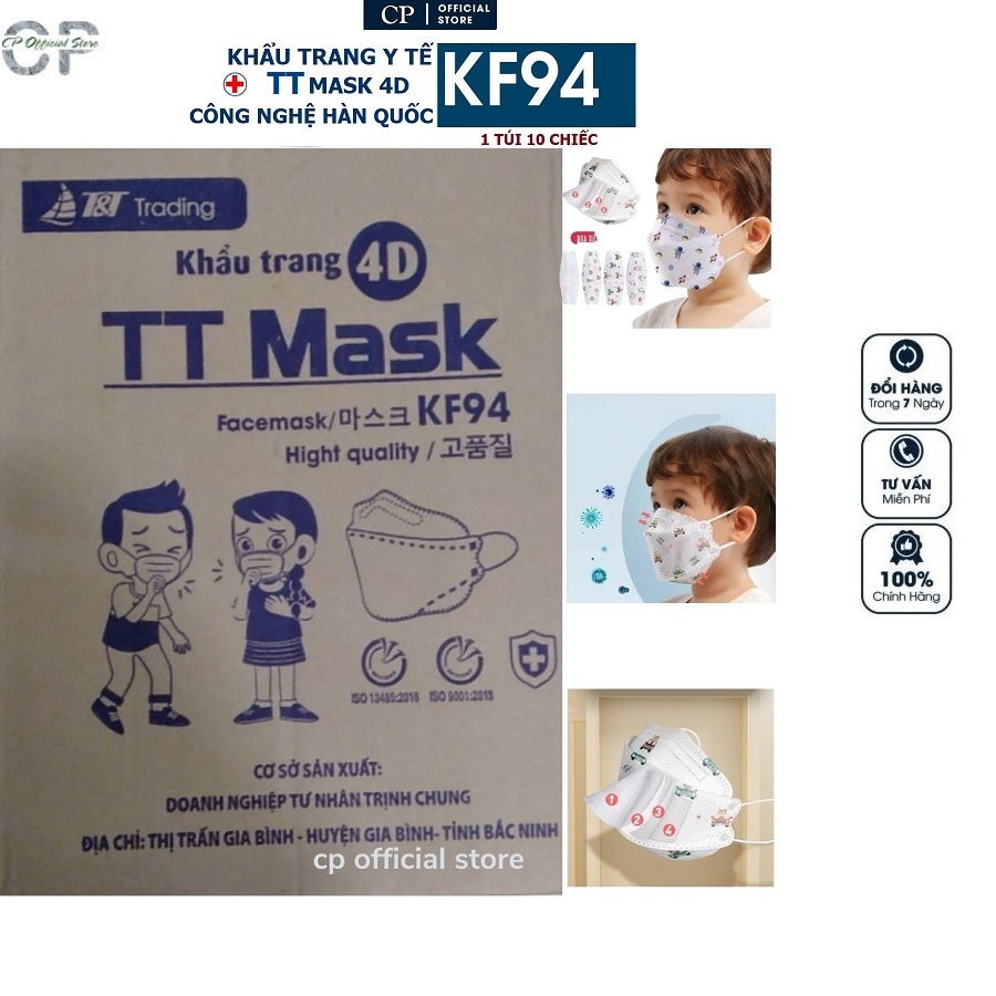 Khẩu trang y tế trẻ em 4D KF94  chính hãng 1 thùng 600 chiếc TT Mask và ĐP