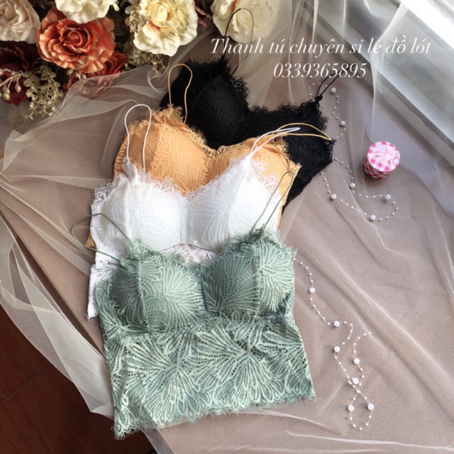 Áo bra ren 2 dây CharmAiry áo ngực nữ cao cấp dáng croptop hoa lá kèm đệm ngực | BigBuy360 - bigbuy360.vn