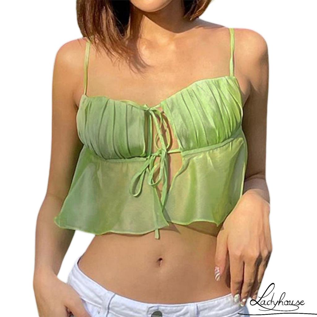 Áo Croptop Hai Dây Màu Sắc Thời Trang Mùa Hè Gợi Cảm Cho Nữ