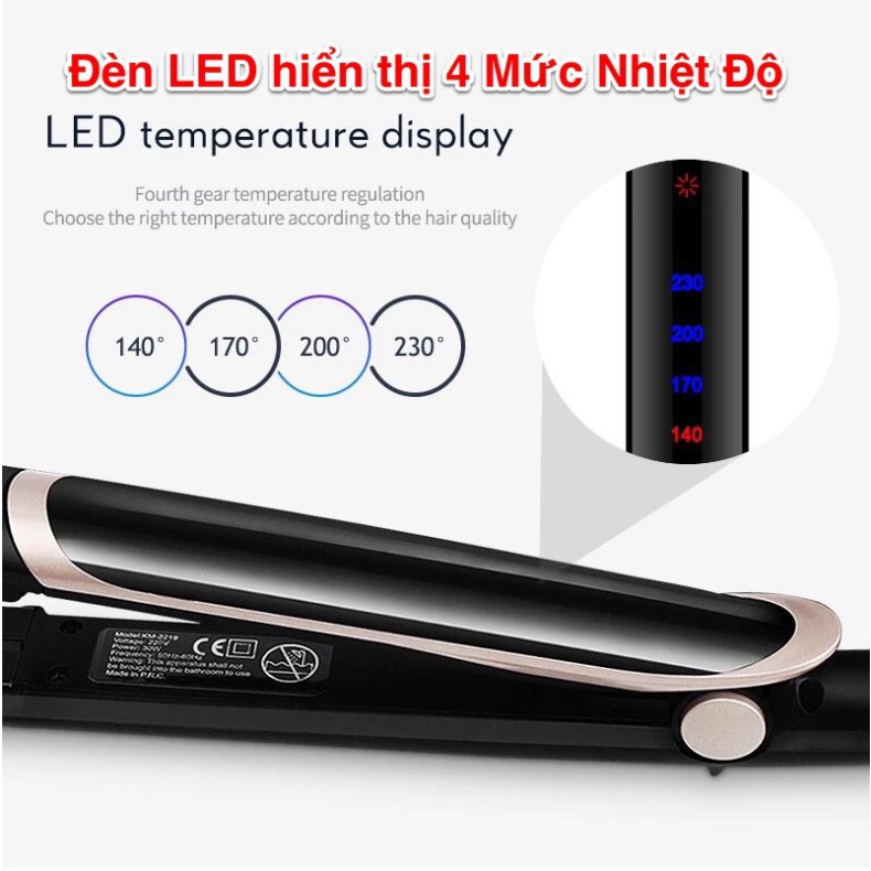 Máy Là Tóc Chính Hãng Kemei - Dụng Cụ Là Tóc, Uốn Duỗi Tóc, Kemei Km 239, Kemei Km 2219, 4 Mức Chỉnh Nhiệt