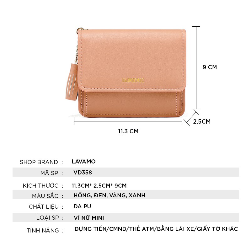 Ví nữ ngắn mini cao cấp cute dễ thương nhỏ gọn bỏ túi gập VD520