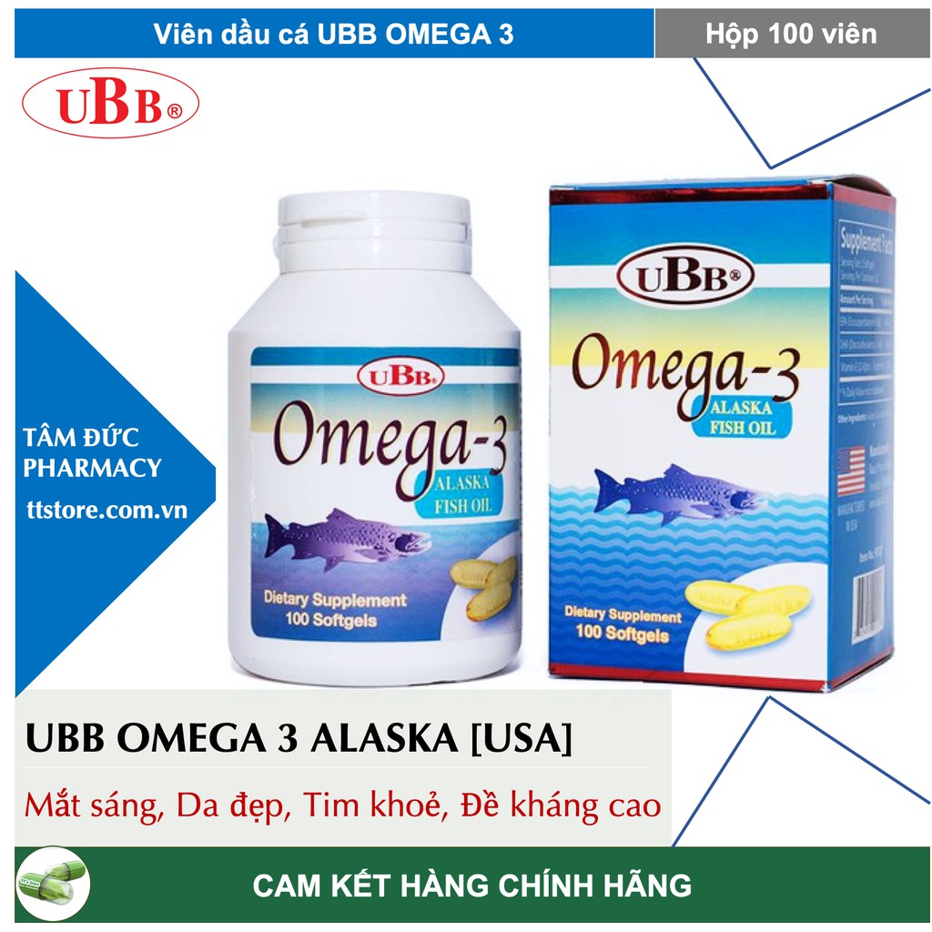 OMEGA 3 UBB [Hộp 100 viên] - Viên dầu cá Omega 3 Alaska Mỹ