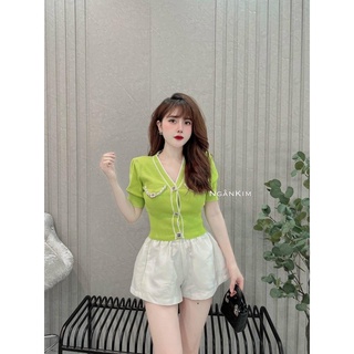 Áo len cổ v 2 màu xanh, tím