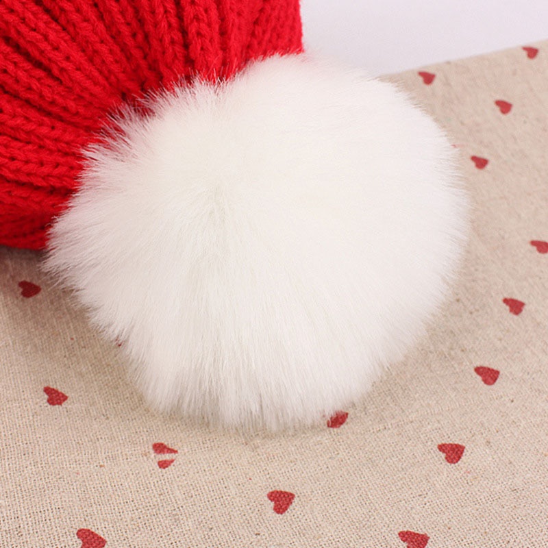 Mũ beanie Trùm Đầu Màu Trơn Đính Quả Cầu Lông Xinh Xắn Cho Bé