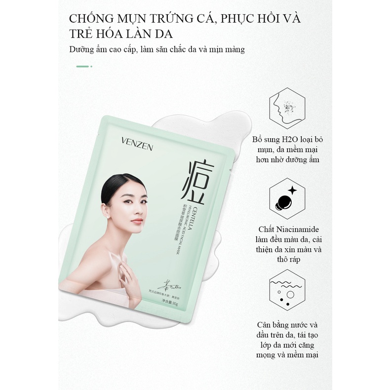 Mặt nạ Rau má ngừa mụn dưỡng ẩm VENZEN nội địa Trung cao cấp