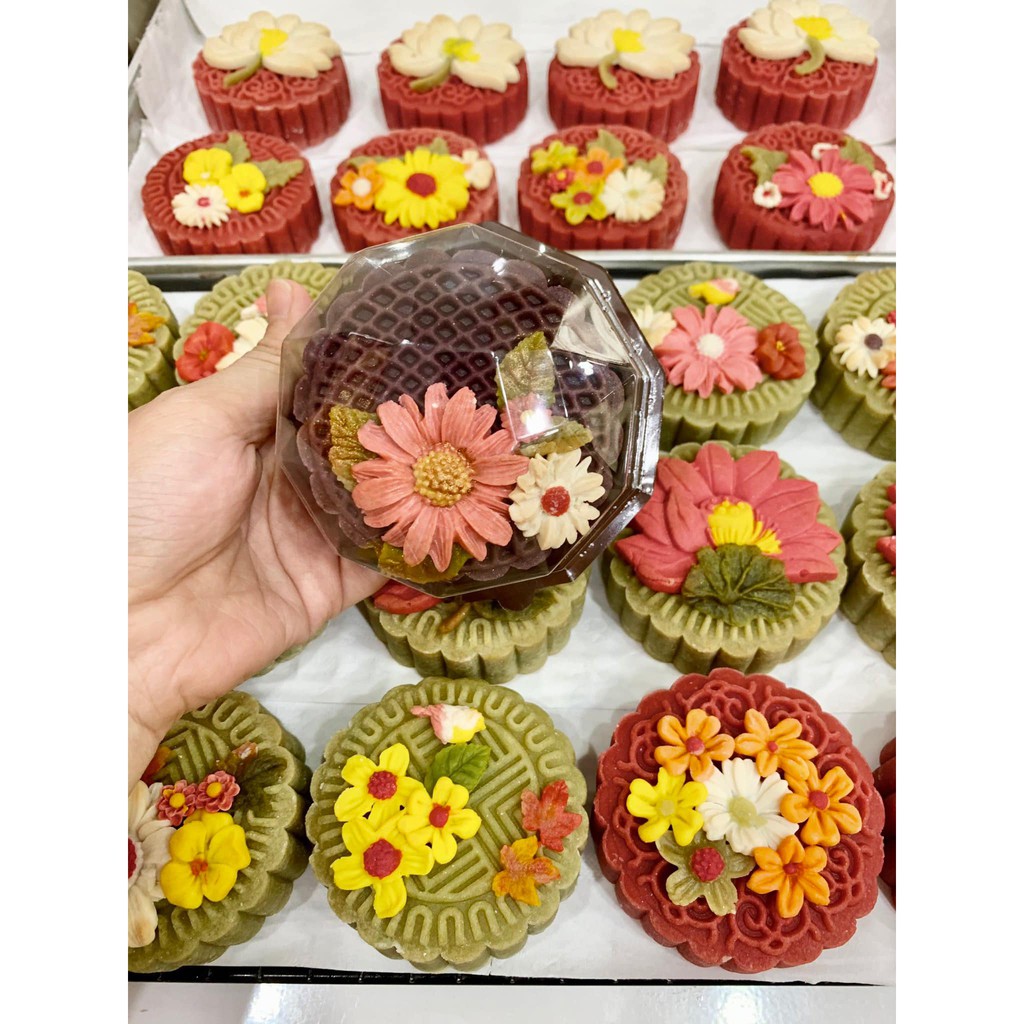 Hộp Nhựa Đế Nâu Hình Kim Cương, Để Bánh Trung Thu 150gr