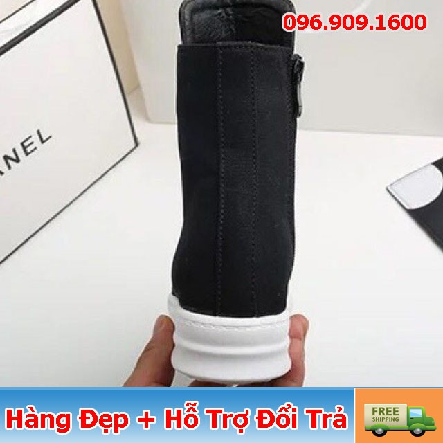 XIÊU Giày Thể Thao Sneaker Rick Owen Đen Cổ Cao , Khóa Bạc | Full box nhé | < 2020 new new tt