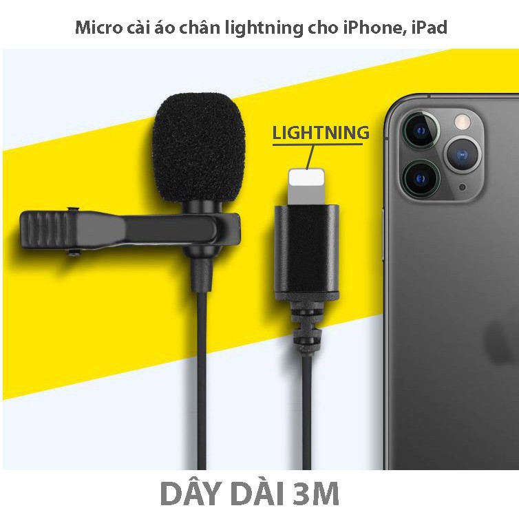 [Mã ELFLASH5 giảm 20K đơn 50K] Mic thu âm chuẩn lightning Apple cho iPhone 7,8,X, iPad