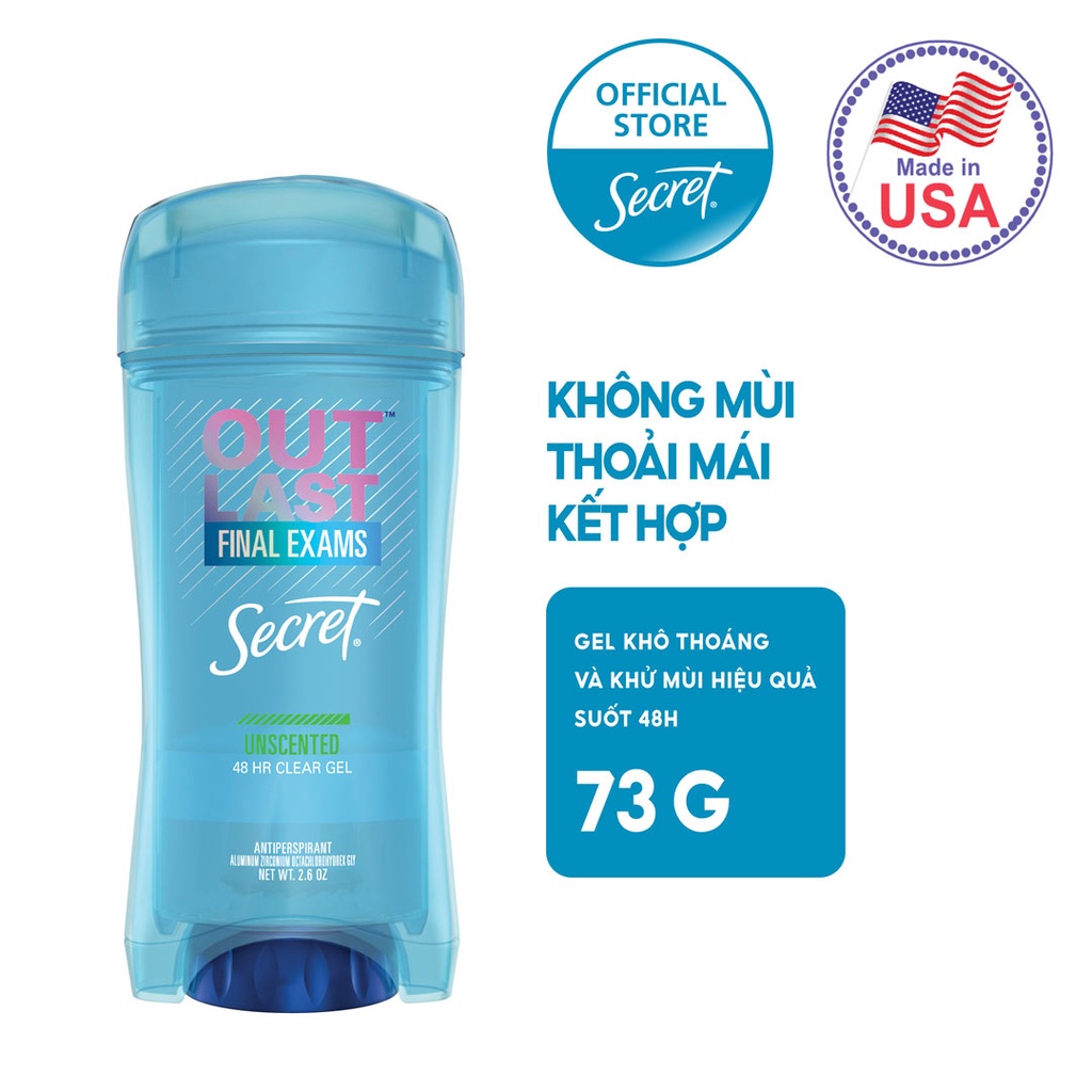 Gel khử mùi Secret Clear Gel giảm tiết mồ hôi cho nữ 73g NPP Shoptido