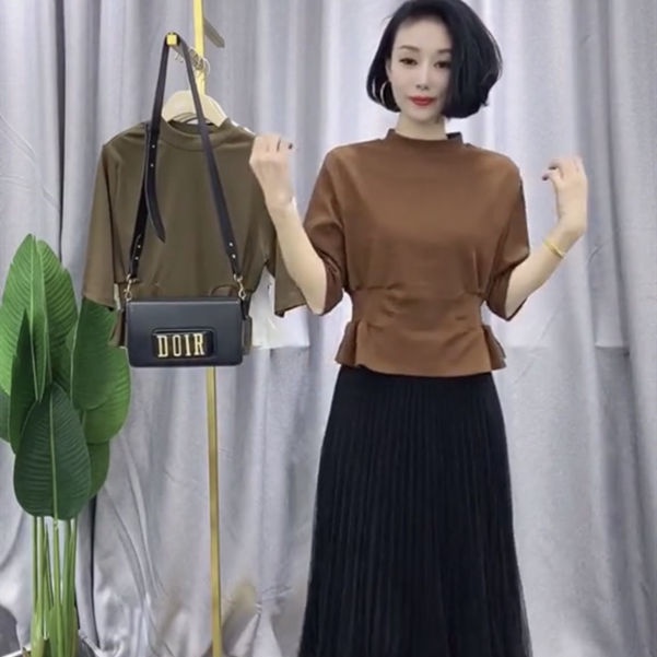 Áo Thun Ôm Tay Lửng 95% Cotton Thời Trang Mùa Thu Mới Cho Nữ 2021