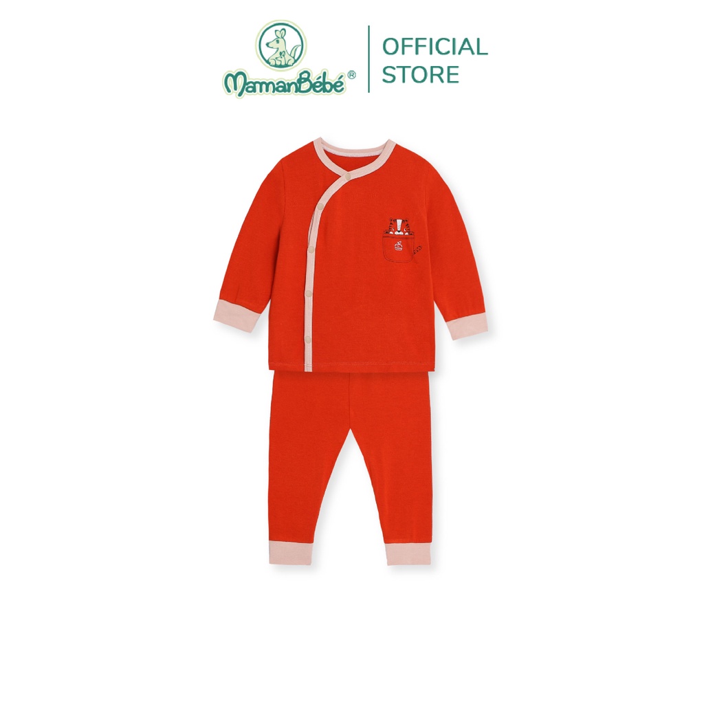 Bộ đồ dài tay La Pomme cúc lệch Tiger Cub - Cam