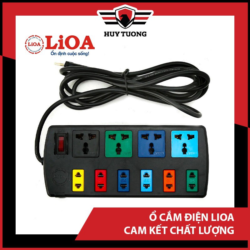 Ổ cắm điện LIOA 🚚 FREESHIP 🚚 Ổ cắm điện LIOA 4 lỗ, 6 lỗ, 10 lỗ có công tắc, dây dài 3m/5m 1000W - Huy Tưởng S029