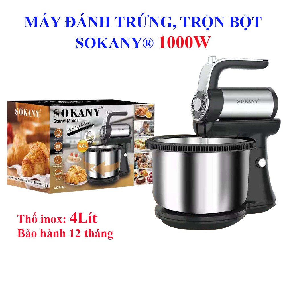 Máy đánh trứng, trộn bột để bàn Sokany 1000W chính hãng