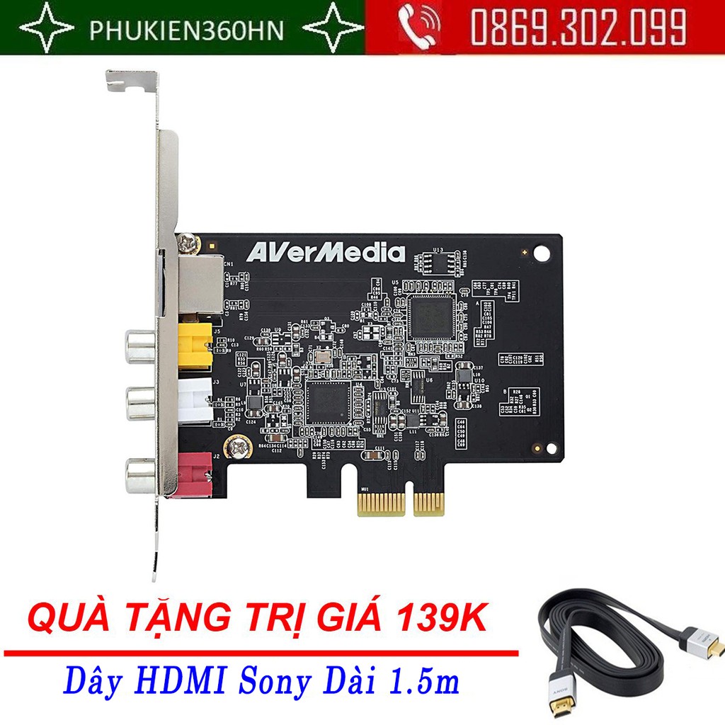 [Mã 155ELSALE giảm 7% đơn 300K] (Quà tặng 139k) Card ghi hình AV, S-video chuẩn PCI-E AverMedia C725 - Hàng Chính Hãng