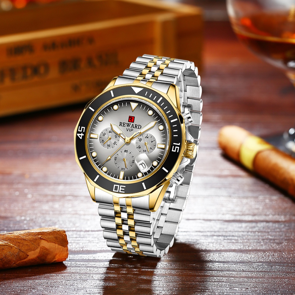 Đồng Hồ Thể Thao Dây Thép Không Gỉ Chống Thấm Nước Thời Trang Cho Nam REWARD 81064