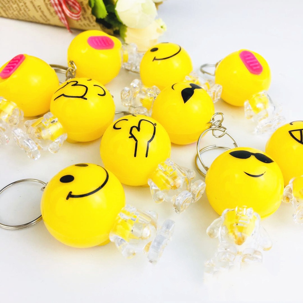 Móc khóa mặt cười Emoji có đèn phát sáng - Móc Chìa Khóa Emoji Độc Đáo Duashop