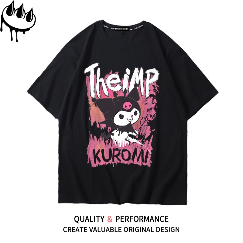 Claw Money brand KUROMI KUROMI printed off-shoulder short-sleeved T-shirt women's preppy style Y2K sweet and spicy 9J0d