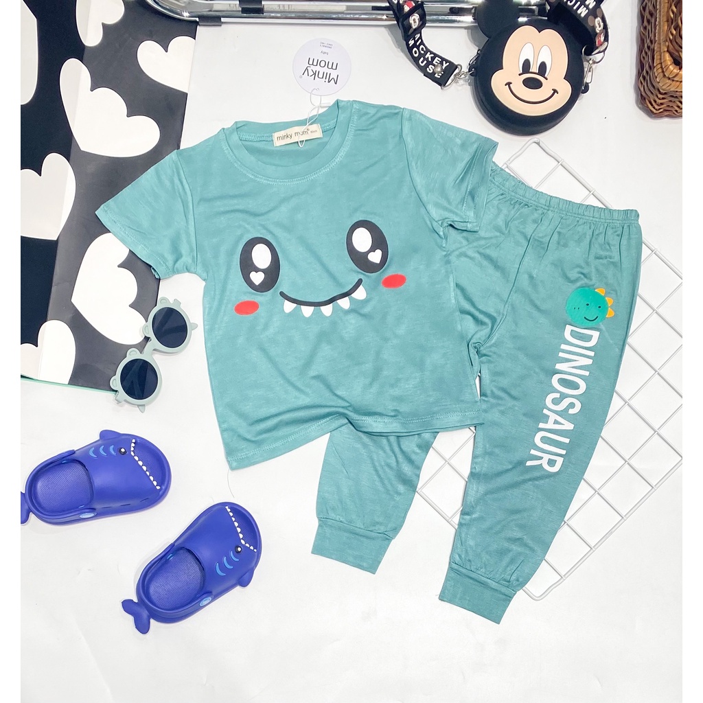 Bộ Tay Ngắn Quần Dài THUN LẠNH MINKY MOM In Hình Dễ Thương Cho Bé TN-IN91