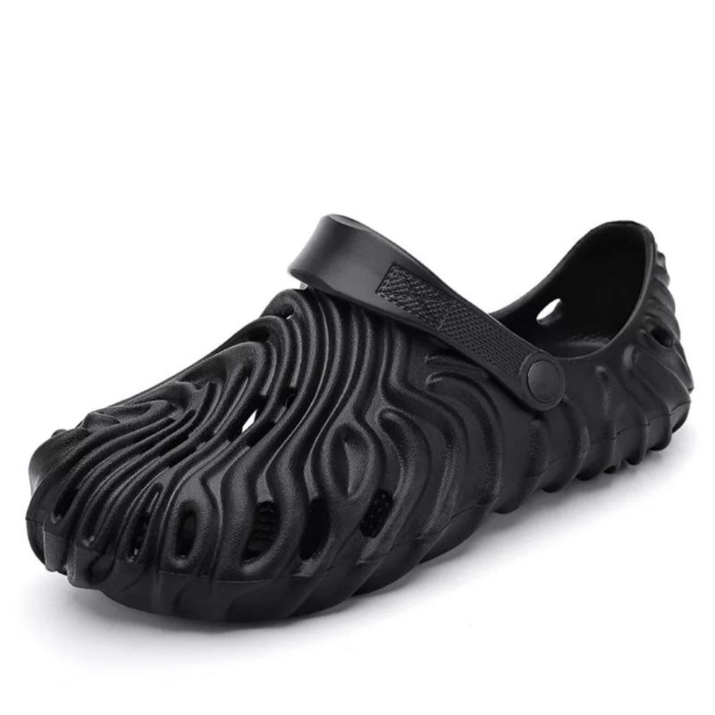 Dép crocs nam gợn sóng cao 4cm siêu nhẹ đi mưa SL048 - Giày sục nhựa lười lỗ lưới bít mũi chất EVA độc lạ.
