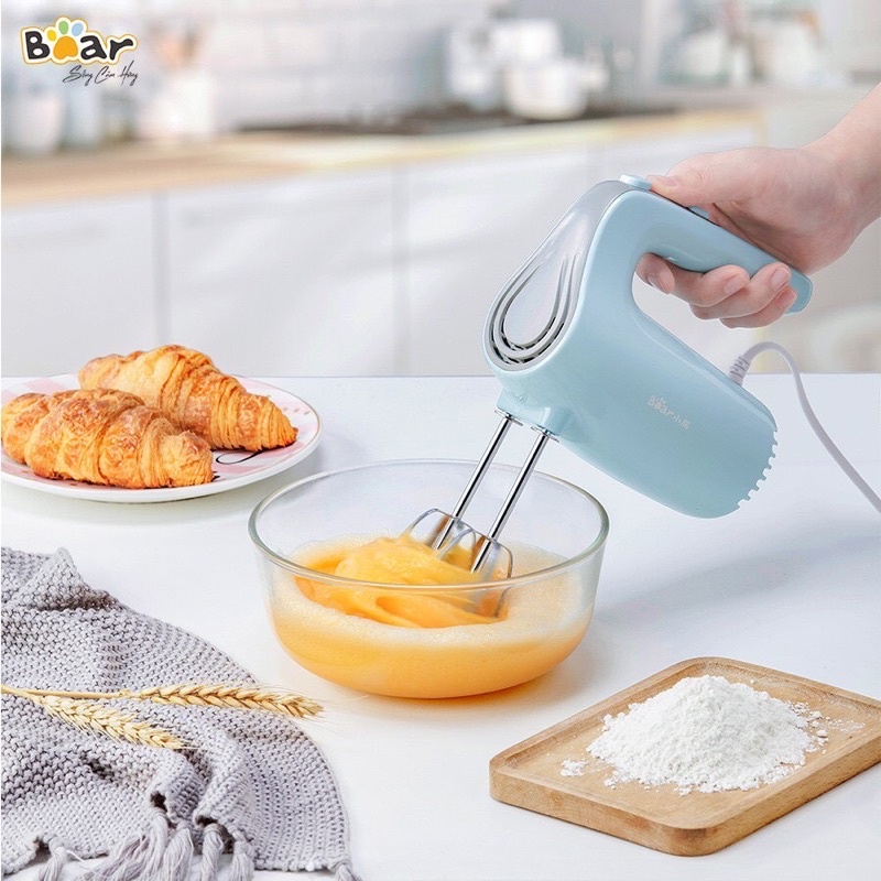 Máy đánh trứng mini cầm tay BEAR - Công suất 125W - 5 chế độ khác nhau - Que đánh trứng bằng Inox không gỉ