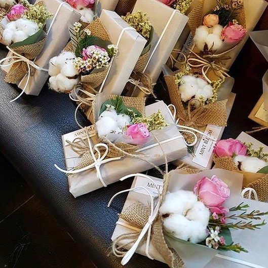 Cành bông gòn trắng, Bông Coton phụ kiện trang trí chụp ảnh, hoa khô decor trang trí hanmade